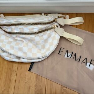 Viral Emmafy Bum Bag! Cream Checker Crossbody with Gold Hardware
